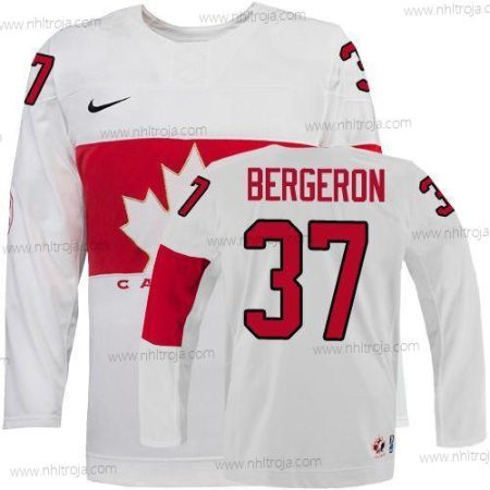 Nike Herrar 2014 Olympics Kanada #37 Patrice Bergeron Vit Tröjor