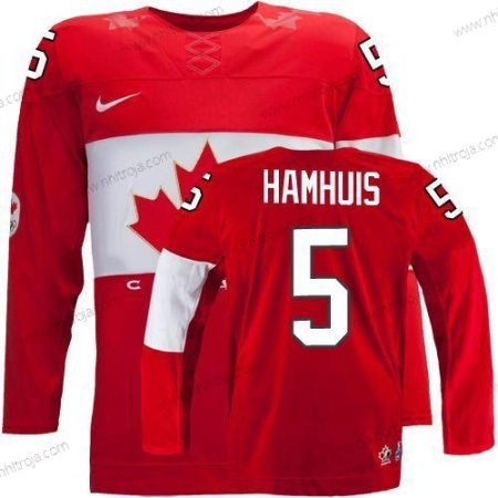 Nike Herrar 2014 Olympics Kanada #5 Dan Hamhuis Röd Tröjor