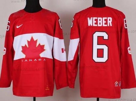 Nike Herrar 2014 Olympics Kanada #6 Shea Weber Röd Tröjor