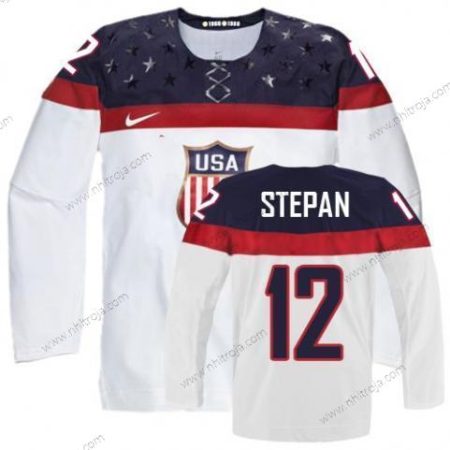 Nike Herrar 2014 Olympics USA #12 Derek Stepan Vit Tröjor