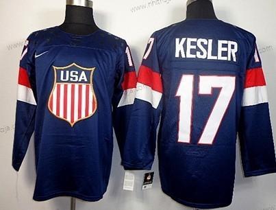 Nike Herrar 2014 Olympics USA #17 Ryan Kesler Marin Blå Tröjor