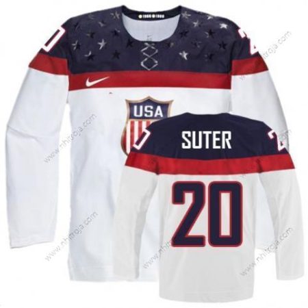 Nike Herrar 2014 Olympics USA #20 Ryan Suter Vit Tröjor