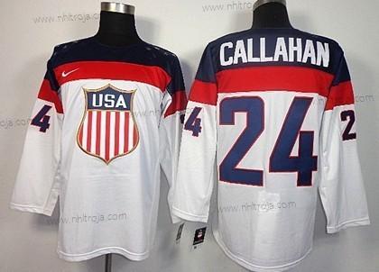 Nike Herrar 2014 Olympics USA #24 Ryan Callahan Vit Tröjor