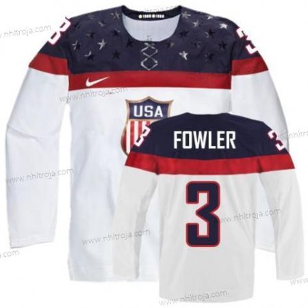 Nike Herrar 2014 Olympics USA #3 Cam Fowler Vit Tröjor