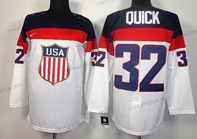 Nike Herrar 2014 Olympics USA #32 Jonathan Quick Vit Tröjor