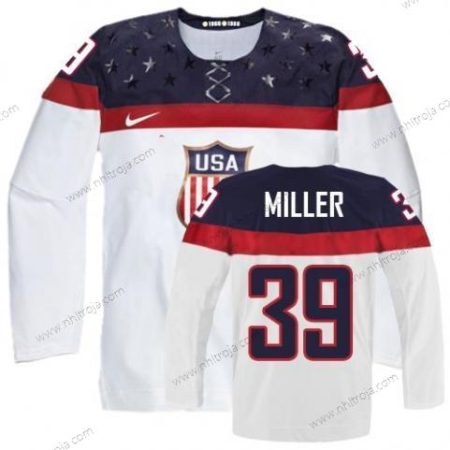 Nike Herrar 2014 Olympics USA #39 Ryan Miller Vit Tröjor