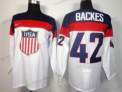 Nike Herrar 2014 Olympics USA #42 David Backes Vit Tröjor