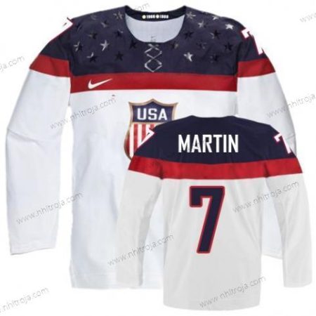 Nike Herrar 2014 Olympics USA #7 Paul Martin Vit Tröjor