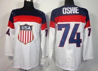 Nike Herrar 2014 Olympics USA #74 T. J. Oshie Vit Tröjor