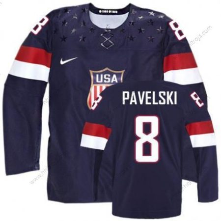 Nike Herrar 2014 Olympics USA #8 Joe Pavelski Marin Blå Tröjor