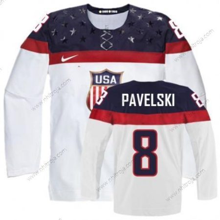 Nike Herrar 2014 Olympics USA #8 Joe Pavelski Vit Tröjor