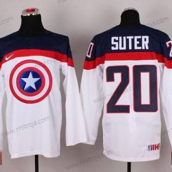 Nike Herrar 2015 Team USA #20 Ryan Suter Captain Amerika Vit Tröjor