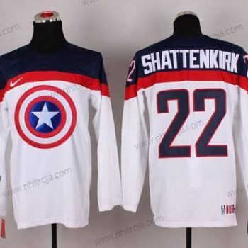 Nike Herrar 2015 Team USA #22 Kevin Shattenkirk Captain Amerika Vit Tröjor