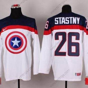 Nike Herrar 2015 Team USA #26 Paul Stastny Captain Amerika Vit Tröjor