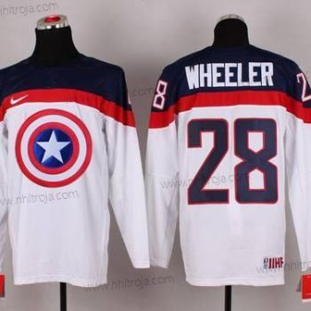 Nike Herrar 2015 Team USA #28 Blake Wheeler Captain Amerika Vit Tröjor