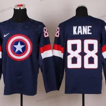 Nike Herrar 2015 Team USA #88 Patrick Kane Captain Amerika Marin Blå Tröjor