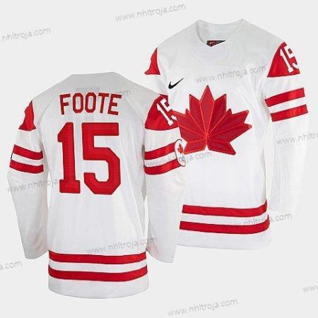 Nike Herrar Adam Foote Kanada Hockey Vit 2022 Vinter Olympic #15 Salt Lake City Tröjor