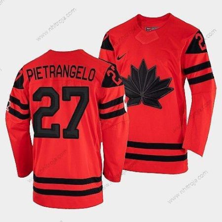 Nike Herrar Alex Pietrangelo Kanada Hockey Röd 2022 Beijing Vinter Olympic #27 Rrplica Borta Tröjor