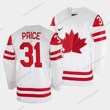 Nike Herrar Carey Price Kanada Hockey Vit 2022 Beijing Vinter Olympic #31 Hemma Tröjor