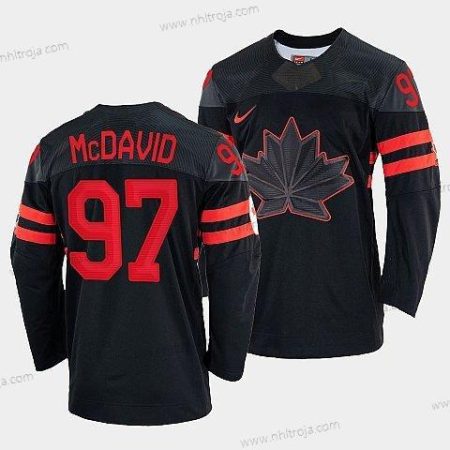 Nike Herrar Connor Mcdavid Kanada Hockey Svart 2022 Beijing Vinter Olympic #97 Alternativ Rrplica Tröjor