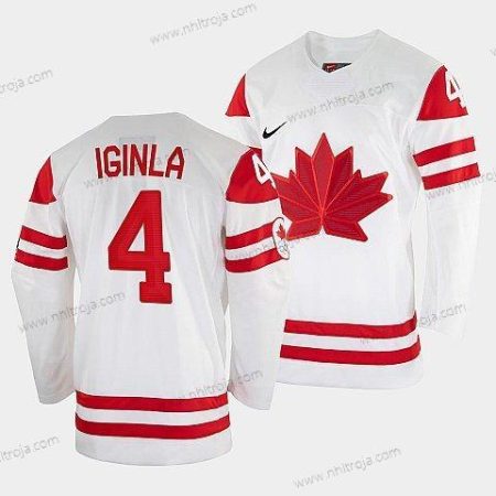 Nike Herrar Jarome Iginla Kanada Hockey Vit 2022 Vinter Olympic #4 Salt Lake City Tröjor