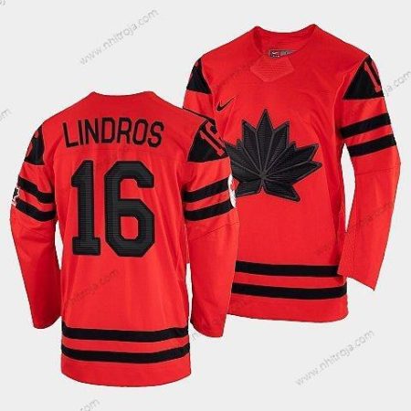 Nike Herrar Kanada Hockey Eric Lindros Röd 2022 Vinter Olympic #16 Guld Winner Tröjor