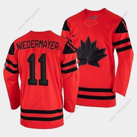 Nike Herrar Kanada Hockey Scott Niedermayer Röd 2022 Vinter Olympic #11 Guld Winner Tröjor