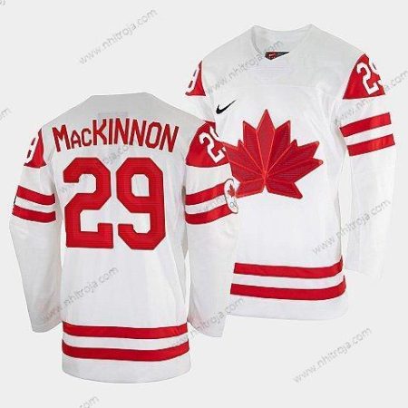 Nike Herrar Nathan Mackinnon Kanada Hockey Vit 2022 Beijing Vinter Olympic #29 Hemma Tröjor