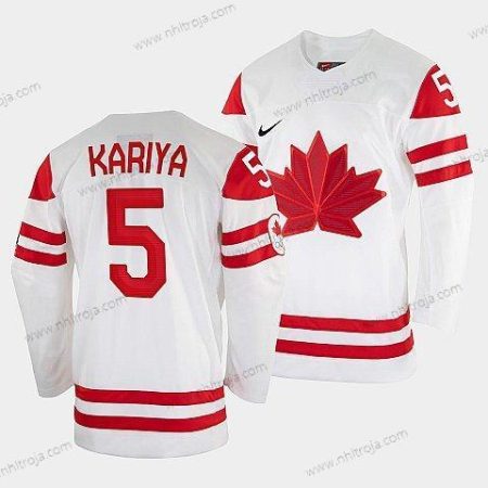 Nike Herrar Paul Kariya Kanada Hockey Vit 2022 Vinter Olympic #5 Salt Lake City Tröjor