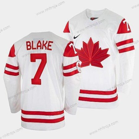 Nike Herrar Rob Blake Kanada Hockey Vit 2022 Vinter Olympic #7 Salt Lake City Tröjor