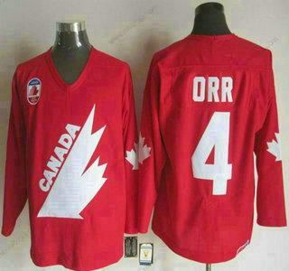 Nike Herrar Team Kanada #4 Bobby Orr 1991 Olympic Röd CCM Vintage Tröjor