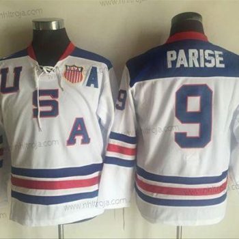 Nike Ungdomen Team USA #9 Zach Parise Vit 1960 Retro Stitched NHL Tröjor