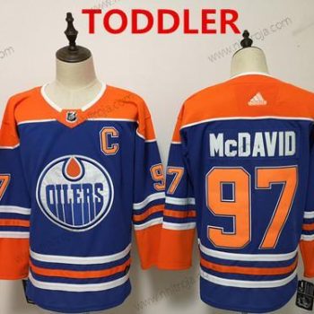 Småbarn Edmonton Oilers #97 Connor Mcdavid Royal Blå Stitched NHL Tröjor