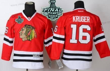 Ungdomen Chicago Blackhawks #16 Marcus Kruger 2015 Stanley Cup Röd Tröjor