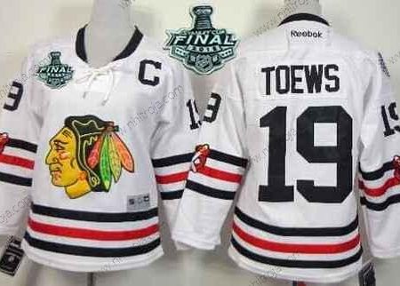 Ungdomen Chicago Blackhawks #19 Jonathan Toews 2015 Stanley Cup 2015 Vinter Klassisk Vit Tröjor