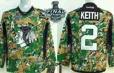 Ungdomen Chicago Blackhawks #2 Duncan Keith 2015 Stanley Cup 2014 Camo Tröjor