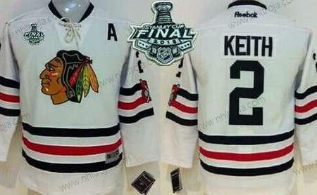 Ungdomen Chicago Blackhawks #2 Duncan Keith 2015 Stanley Cup 2015 Vinter Klassisk Vit Tröjor