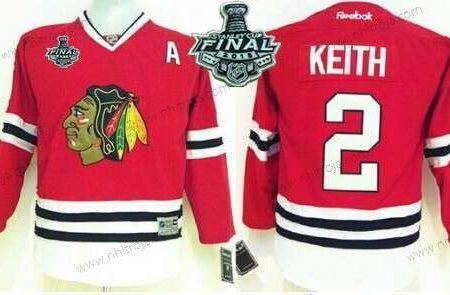 Ungdomen Chicago Blackhawks #2 Duncan Keith 2015 Stanley Cup Röd Tröjor