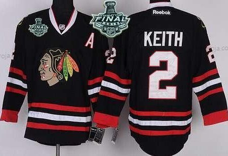 Ungdomen Chicago Blackhawks #2 Duncan Keith 2015 Stanley Cup Svart Tröjor