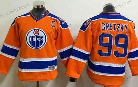 Ungdomen Edmonton Oilers #99 Wayne Gretzky 2015 Orange CCM Vintage Tröjor