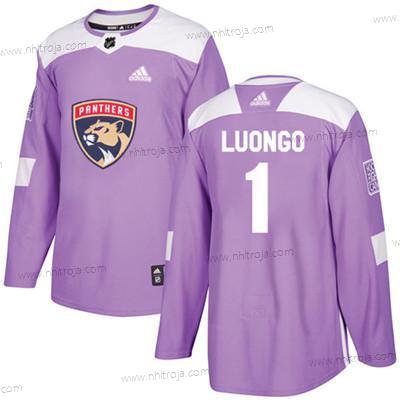 Ungdomen Florida Panthers #1 Roberto Luongo Lila Autentisk Bekämpar cancer Stitched NHL Tröjor