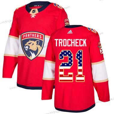 Ungdomen Florida Panthers #21 Vincent Trocheck Röd Autentisk USA Flag Stitched NHL Hemma Tröjor