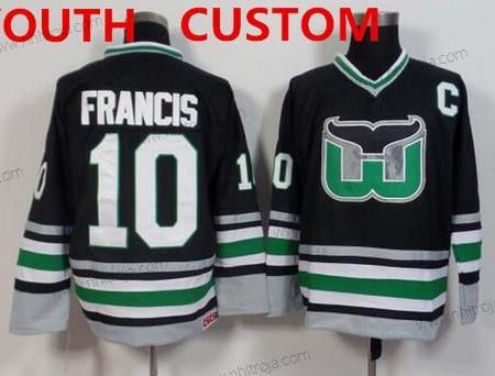 Ungdomen Hartford Whalers Skräddarsydda Svart Retro Tröjor