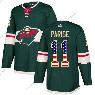 Ungdomen Minnesota Wild #11 Zach Parise Grön Autentisk USA Flag Stitched NHL Hemma Tröjor