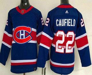 Ungdomen Montreal Canadiens #22 Cole Caufield Blå 2021 Omvänd Retro Autentisk Tröjor