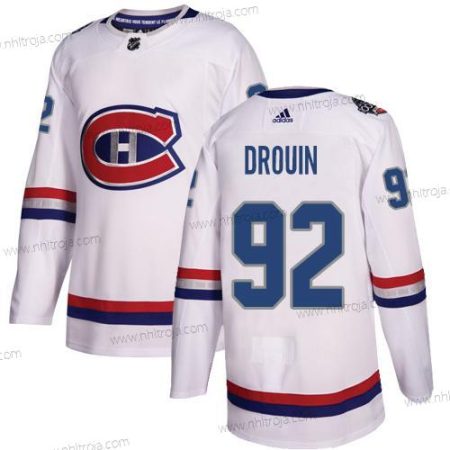 Ungdomen Montreal Canadiens #92 Jonathan Drouin Vit Autentisk 2017 100 Klassisk Stitched NHL Tröjor