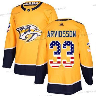 Ungdomen Nashville Predators #33 Viktor Arvidsson Gul Autentisk USA Flag Stitched NHL Hemma Tröjor