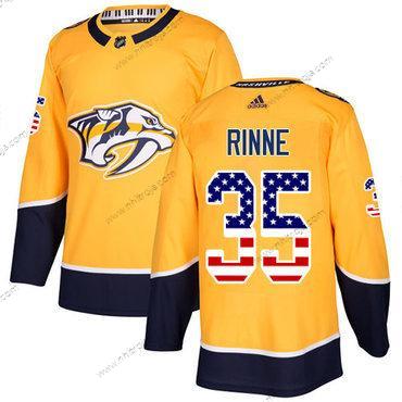 Ungdomen Nashville Predators #35 Pekka Rinne Gul Autentisk USA Flag Stitched NHL Hemma Tröjor