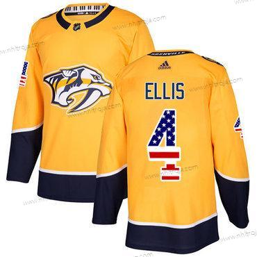 Ungdomen Nashville Predators #4 Ryan Ellis Gul Autentisk USA Flag Stitched NHL Hemma Tröjor