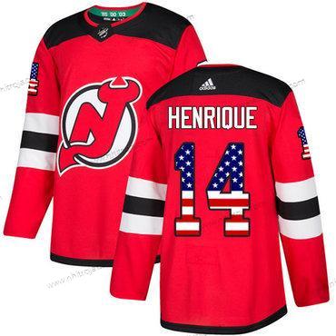 Ungdomen New Jersey Devils #14 Adam Henrique Röd Autentisk USA Flag Stitched NHL Hemma Tröjor